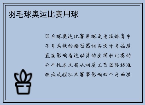 羽毛球奥运比赛用球