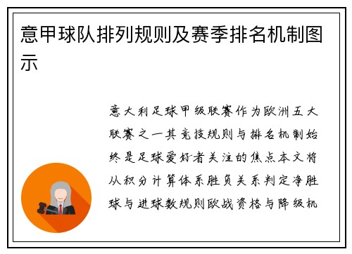 意甲球队排列规则及赛季排名机制图示