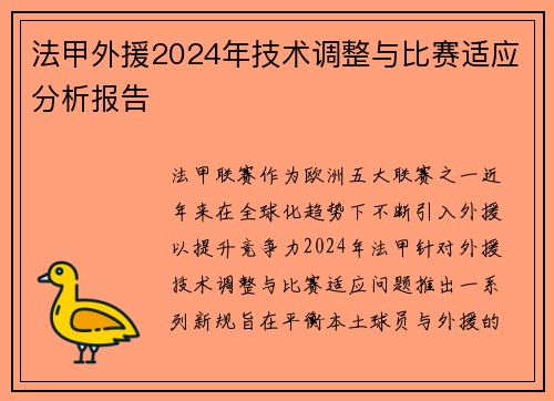 法甲外援2024年技术调整与比赛适应分析报告